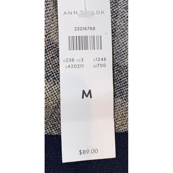 NWT ANN TAYLOR Womens’ Navy Blue Gold Glitter Pink Pencil Knit Skirt Medium $89. - Picture 5 of 6